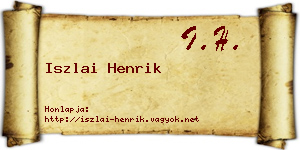 Iszlai Henrik névjegykártya